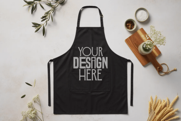 Download Black Apron Model Mockup - Black Collection
