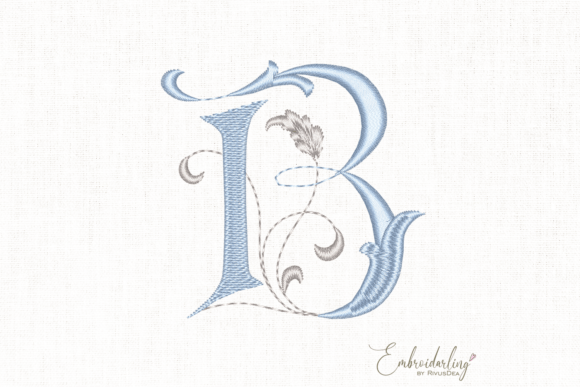 Download Vintage Floral B, Machine Embroidery Letter - Premium Resources
