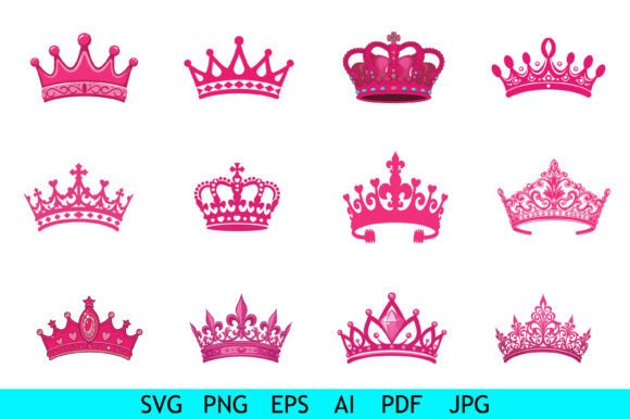 Download Pink Princess Crown Clipart Bundle - Pink Collection
