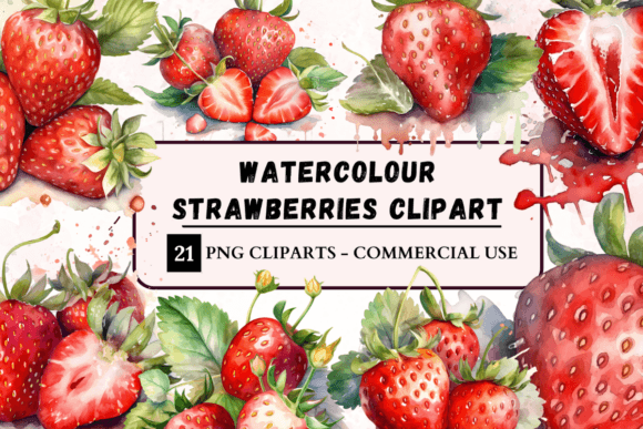 Download Watercolour Strawberries Clipart - Strawberries Collection