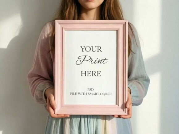 Download Vertical Pink Frame Held by Person-PSD - Pink Collection