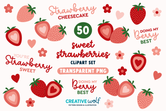 Download Sweet Strawberries 50 Clipart Set - Strawberries Collection