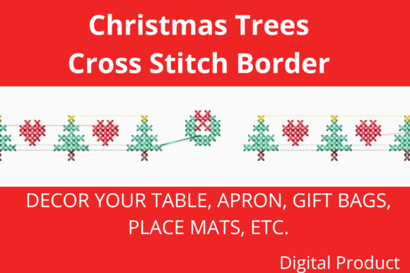 Download Christmas Tree Cross Stitch Border - Premium Resources