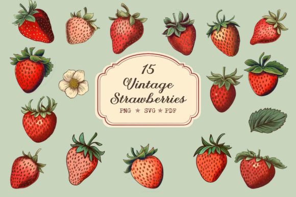 Download Vintage Strawberries Retro Strawberry - Strawberries Collection