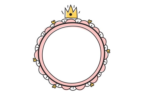 Download Hand Drawn Round Pink Frame with Cute Cr - Pink Collection