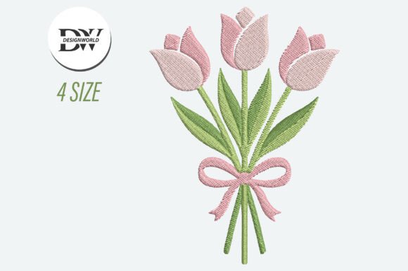 Download Pink Tulip Flower Embroidery Design - Pink Collection