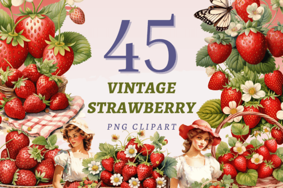 Download Vintage Strawberries PNG Bundle - Strawberries Collection