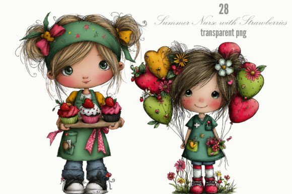 Download Summer Nurse with Strawberries Whimsical - Strawberries Collection