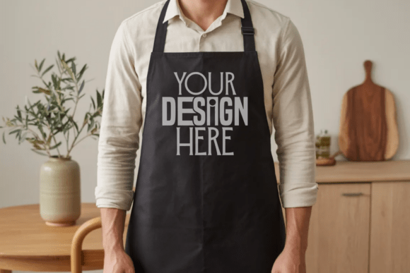 Download Black Apron Model Mockup - Black Collection