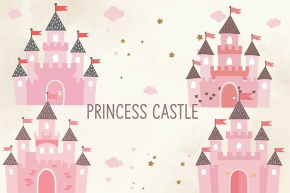 Download Pink Princess Castle Clipart Set - Pink Collection