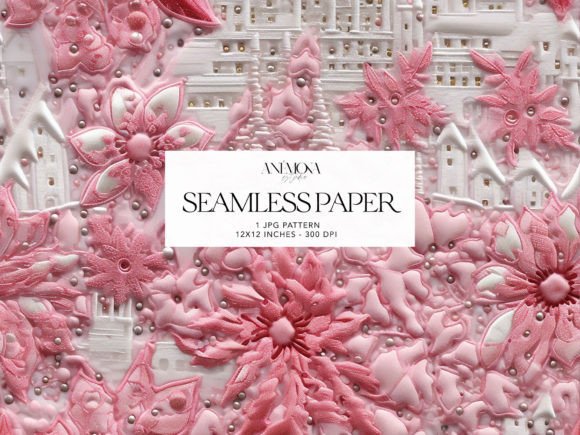 Download Pink Poinsettia Embroidery Pattern Paper - Pink Collection