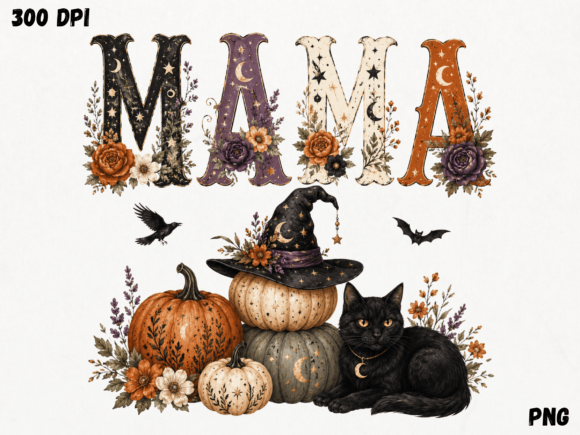 Download Mama Halloween PNG, Pumpkin and Black Ca - Black Collection