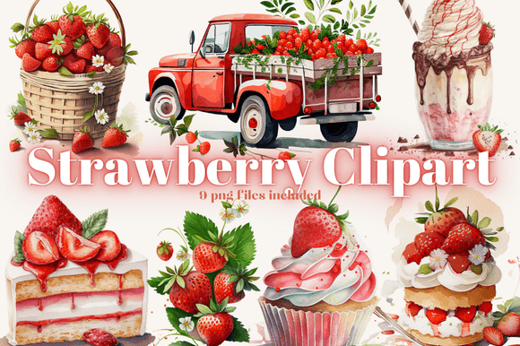 Download Watercolour Strawberries Clipart - Strawberries Collection