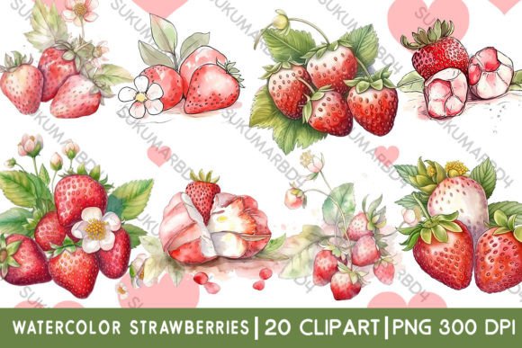 Download Watercolor Strawberries Clipart - Strawberries Collection