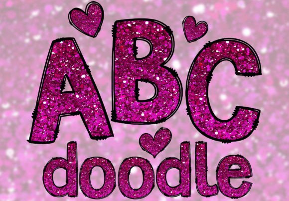 Download Hot Pink Glitter Doodle Letters PNG - Pink Collection