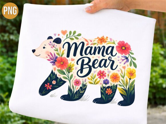Download Mama Bear Floral Silhouette Pink PNG - Pink Collection